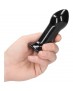 PLUGGY GLASS VIBRATOR WITH SUCTION CUP AND REMOTE RECARGABLE 10 VELOCIDADES NEGRO