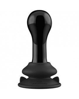 GLOBY - GLASS VIBRATOR - WITH SUCTION CUP AND REMOTE - RECHARGEABLE - 10 VELOCIDADES - NEGRO