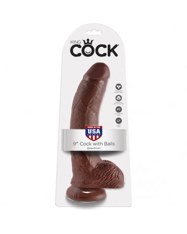 KING COCK PENE REALISTICO CON TESTICULOS 23 CM MARRON