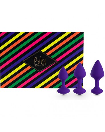 FEELZTOYS BIBI KIT DE 3 PLUGS SILICONA MORADO